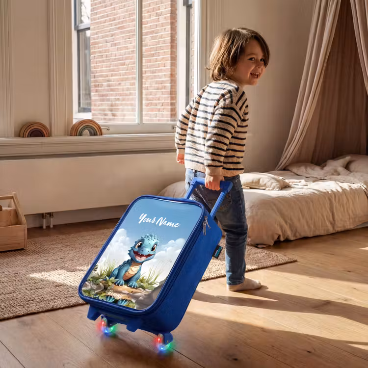Children's suitcase with name - Blue - Darius Dino — 2