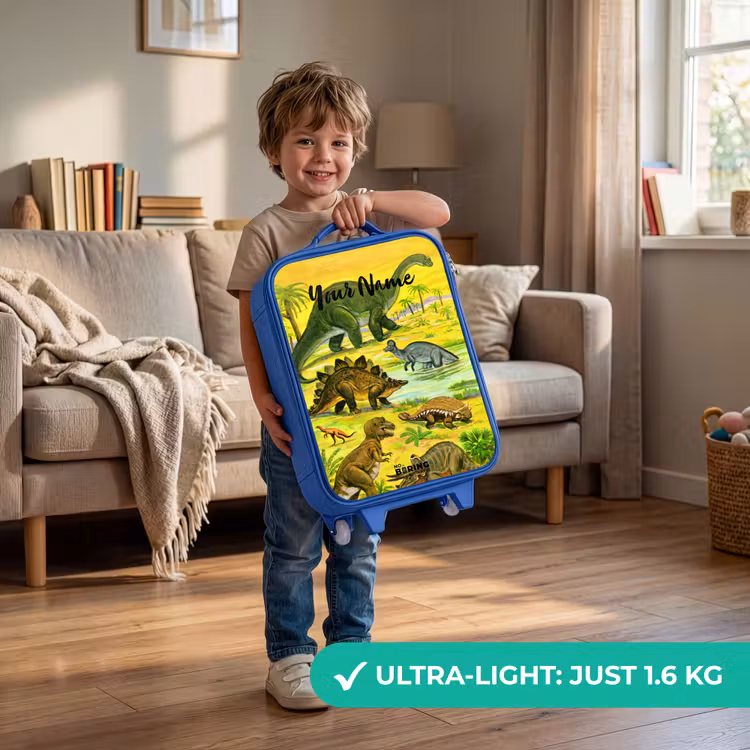 Children's suitcase with name - Blue - Dinosaur in Dinosaurland — 3