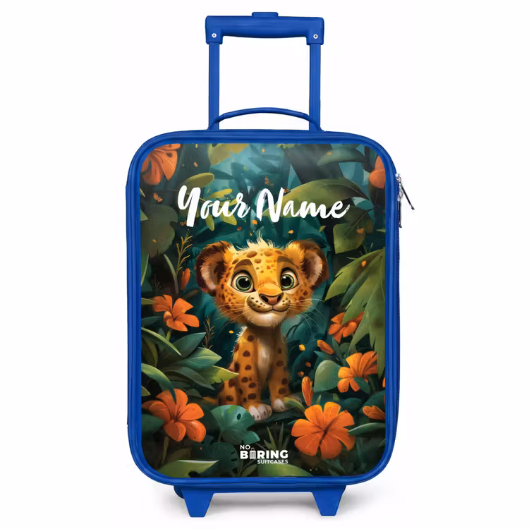 Children's suitcase with name - Blue - Liam leopard — 1
