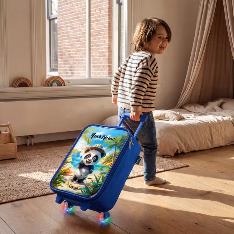 Children's suitcase with name - Blue - Pablo panda — 2
