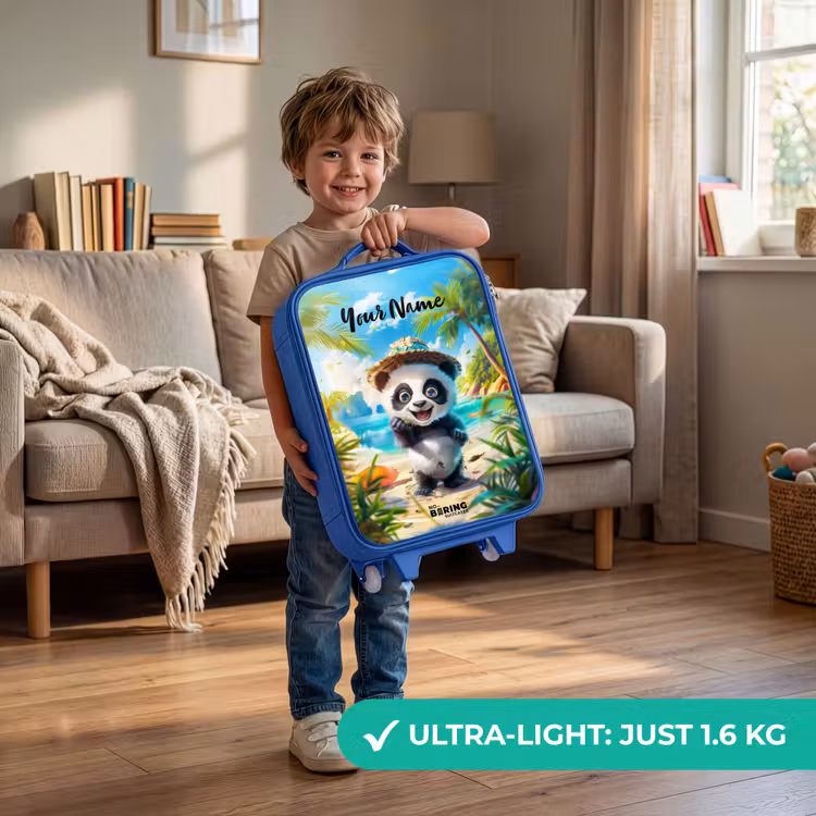 Children's suitcase with name - Blue - Pablo panda — 3