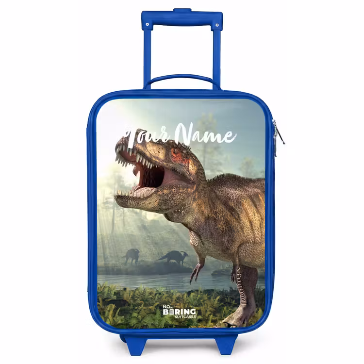 Children's suitcase with name - Blue - Thijs Tyrannosaurus — 1