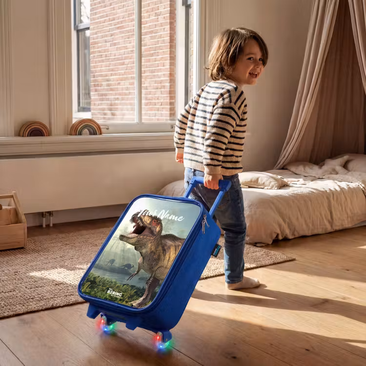 Children's suitcase with name - Blue - Thijs Tyrannosaurus — 2