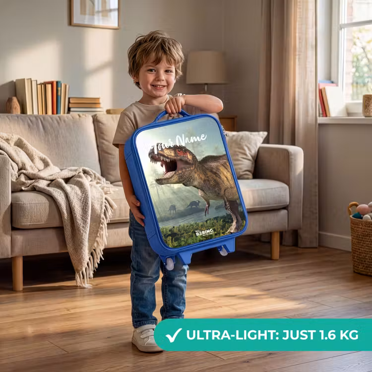 Children's suitcase with name - Blue - Thijs Tyrannosaurus — 3