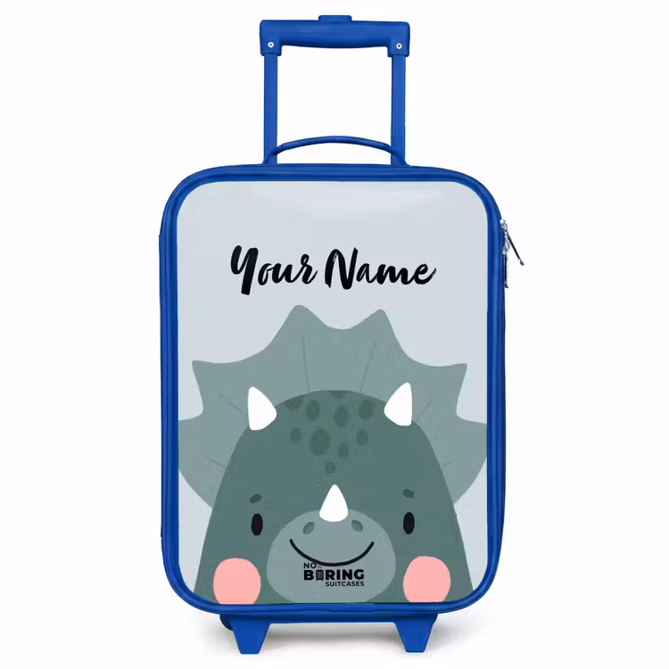 Children's suitcase with name - Blue - Tigo triceratops — 1