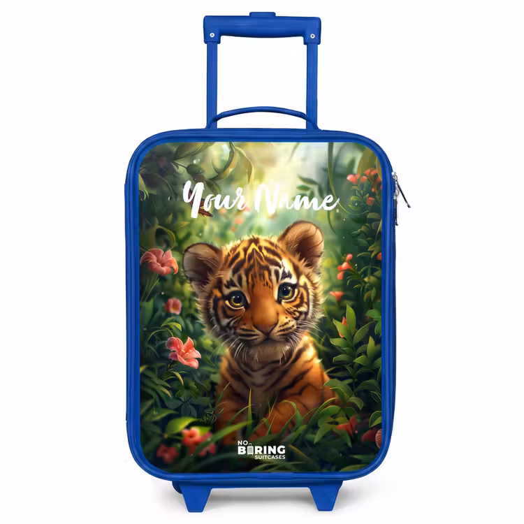 Children's suitcase with name - Blue - Tommy tiger — 1