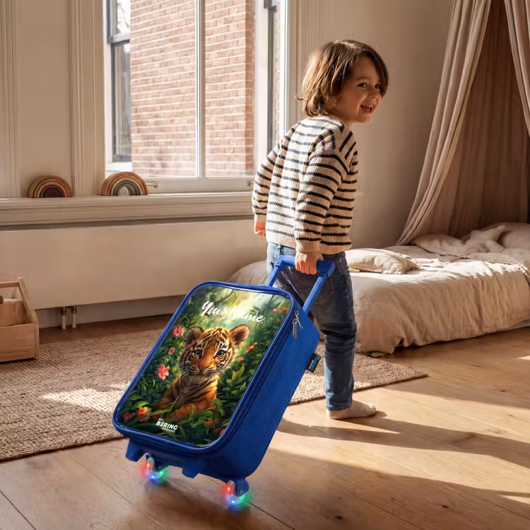 Children's suitcase with name - Blue - Tommy tiger — 2