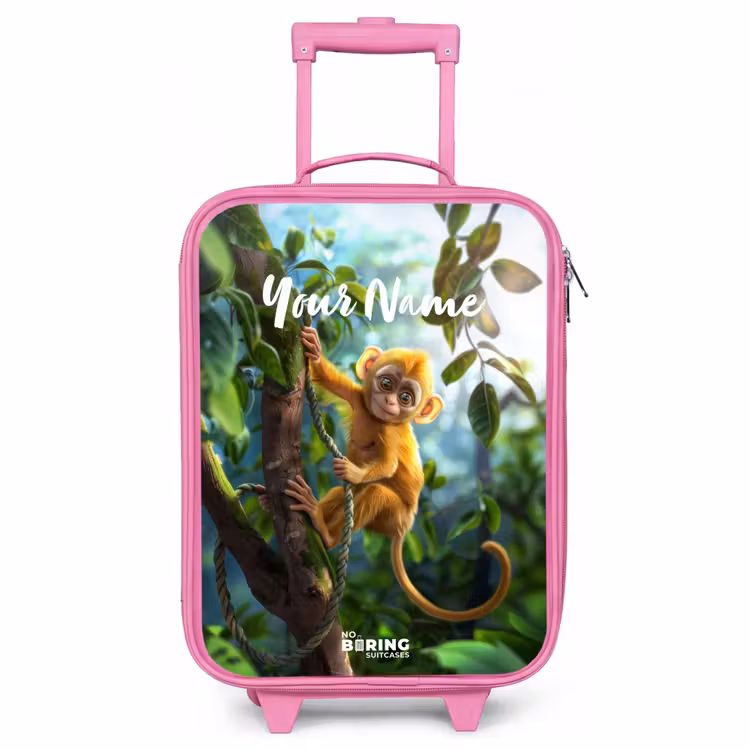 Children's suitcase with name - Pink - Alex monkey — 1