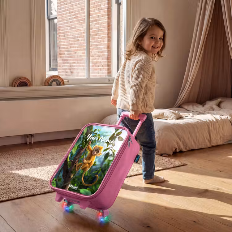 Children's suitcase with name - Pink - Alex monkey — 2