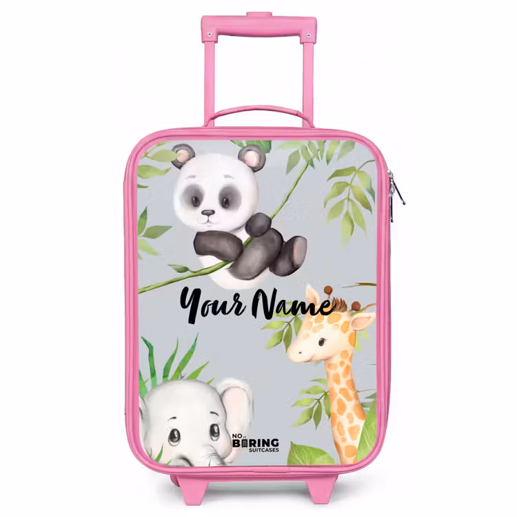 Children's suitcase with name - Pink - Animals in the jungle — 1