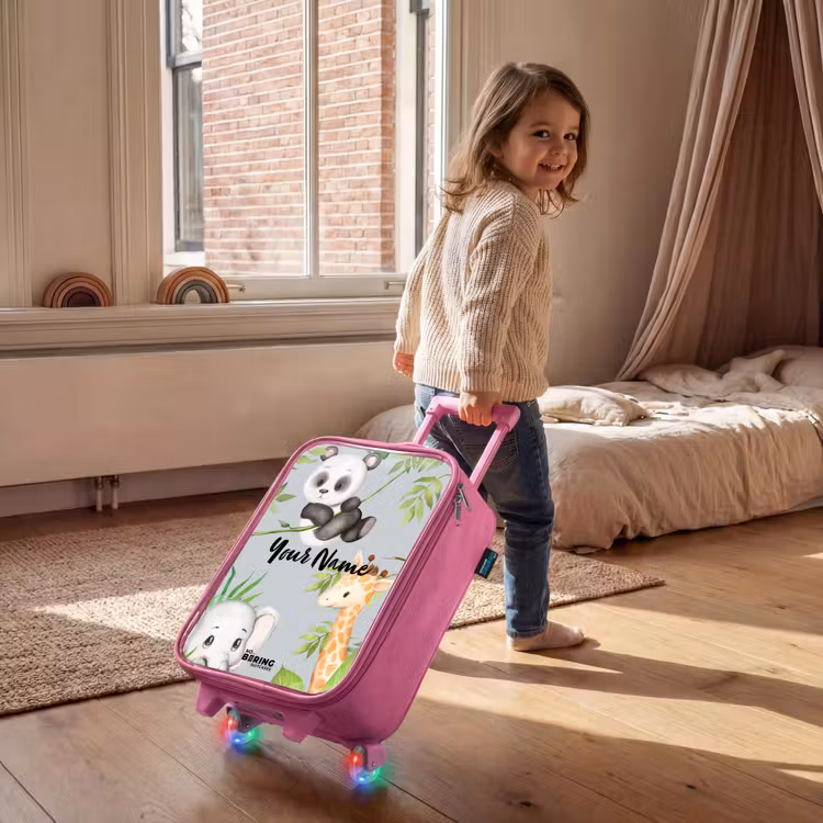 Children's suitcase with name - Pink - Animals in the jungle — 2