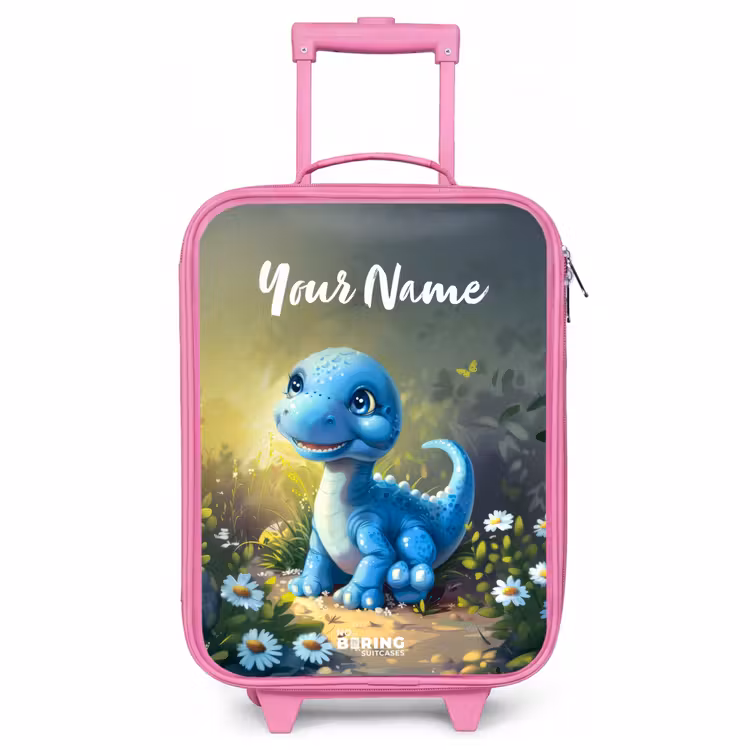 Children's suitcase with name - Pink - Branco Brontosaurus — 1