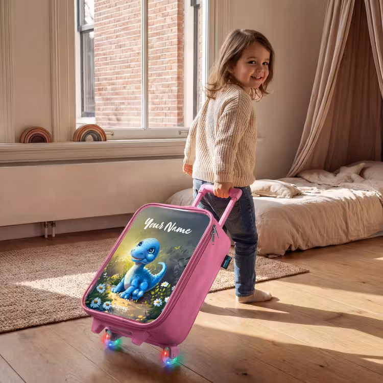 Children's suitcase with name - Pink - Branco Brontosaurus — 2