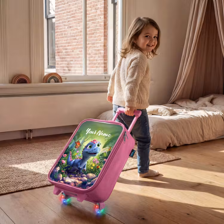 Children's suitcase with name - Pink - Donny Dino — 2