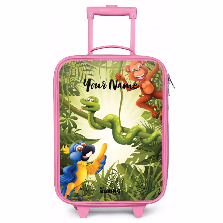 Children's suitcase with name - Pink - Jolly jungle — 1