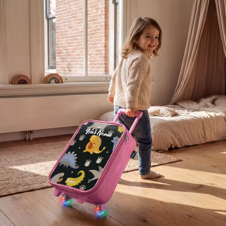 Children's suitcase with name - Pink - Loving dinosaur — 2