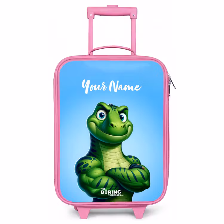 Children's suitcase with name - Pink - Musclesaurus — 1