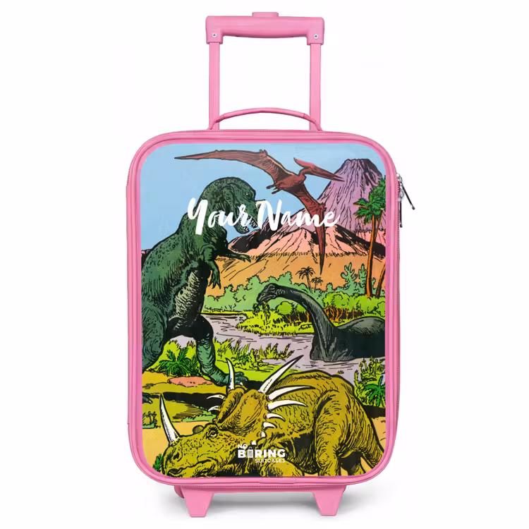 Children's suitcase with name - Pink - Party in Dinosaur Land — 1