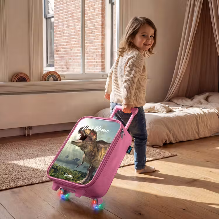 Children's suitcase with name - Pink - Thijs Tyrannosaurus — 2