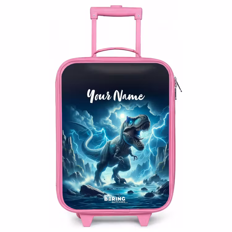 Children's suitcase with name - Pink - Thunderclap dino — 1