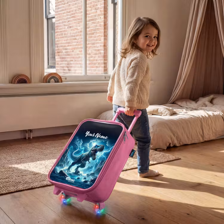 Children's suitcase with name - Pink - Thunderclap dino — 2