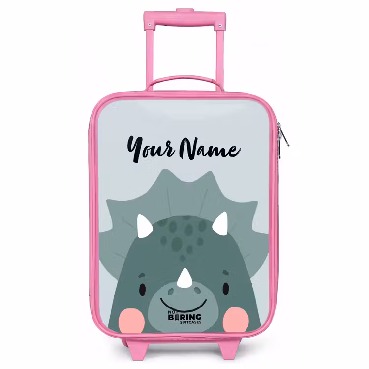 Children's suitcase with name - Pink - Tigo triceratops — 1