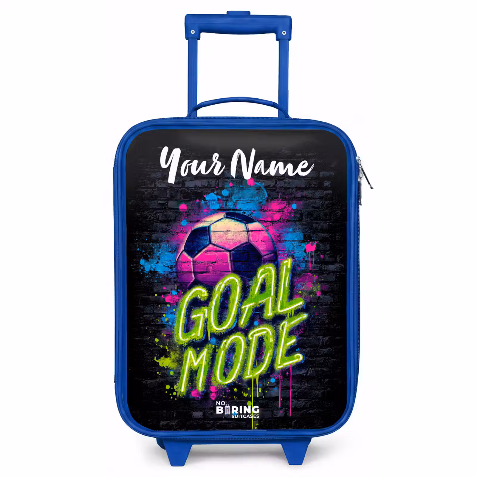 Children's suitcase with name - Blue - Neon - Graffiti - Football - Colorful — 1