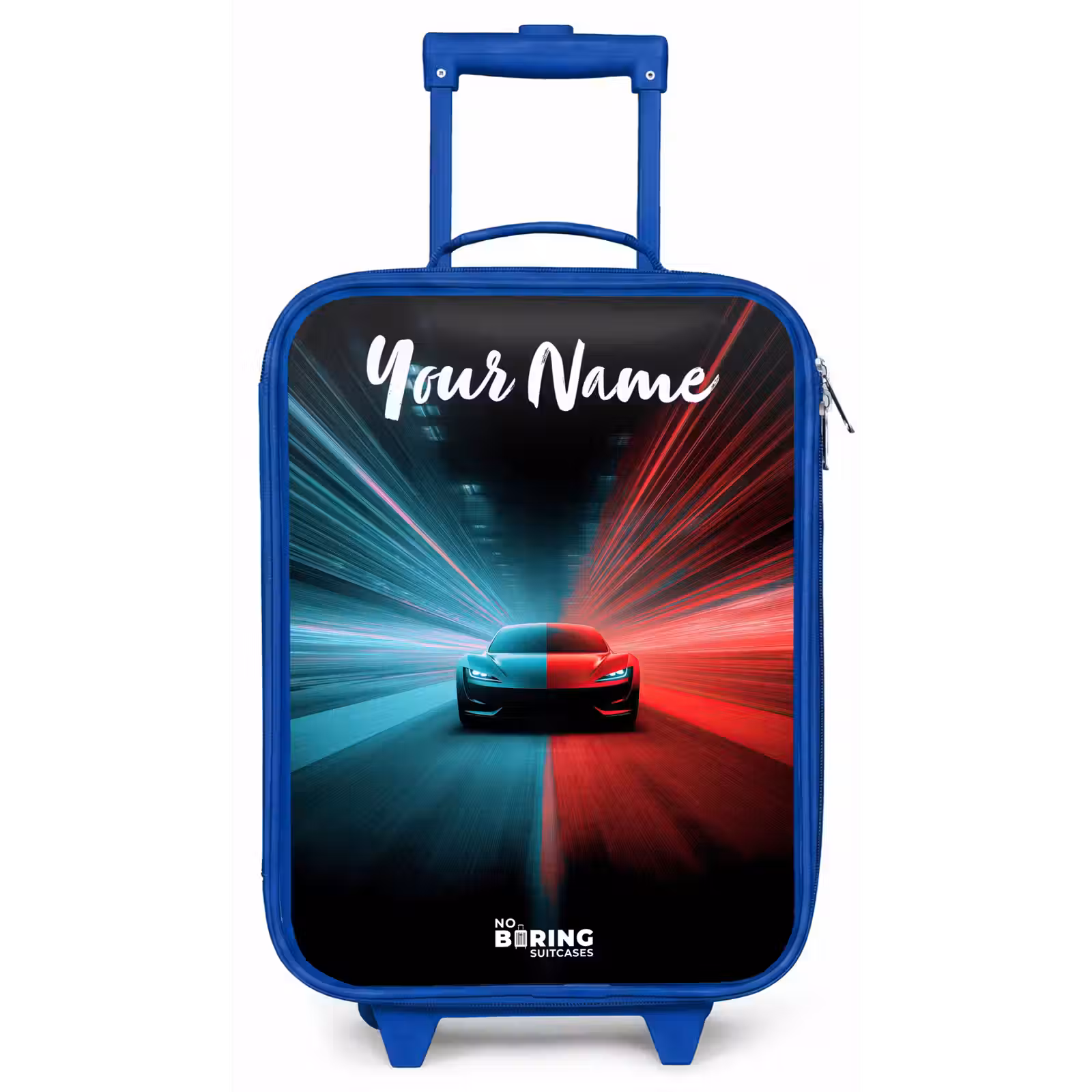 Children's suitcase with name - Blue - Sports car - Blue - Neon - City — 1