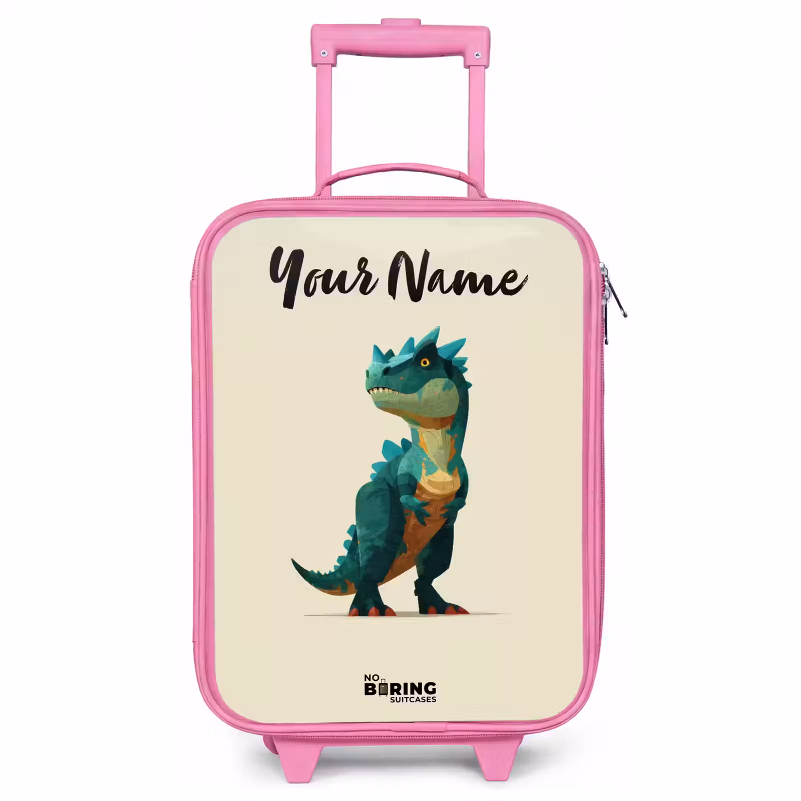 Children's suitcase with name - Pink - Dino - Animal - Green — 1