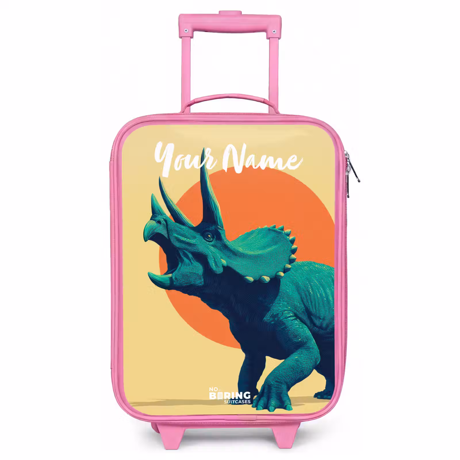 Children's suitcase with name - Pink - Dino - Triceratops - Animal — 1