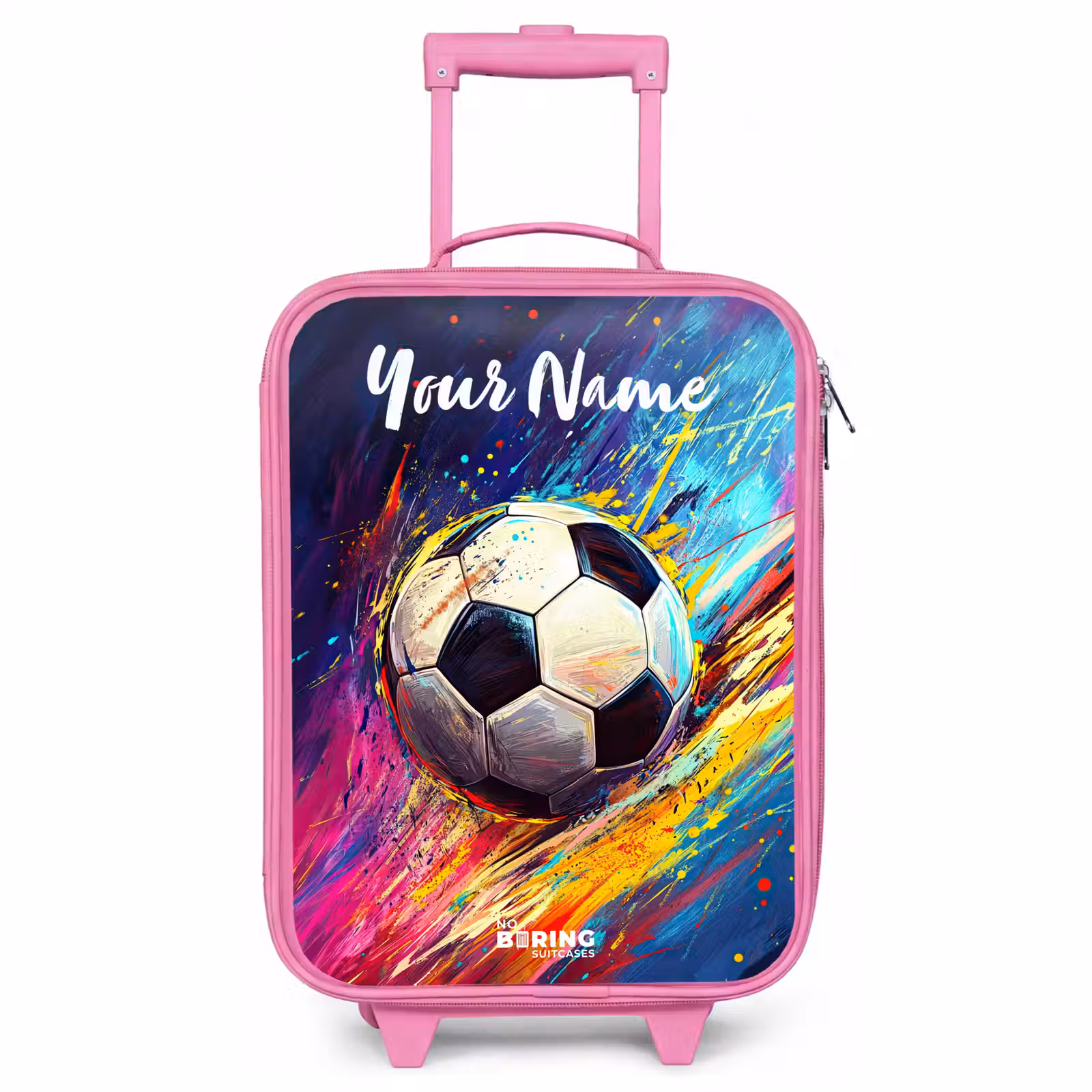 Children's suitcase with name - Pink - Neon - Soccer - Colorful — 1