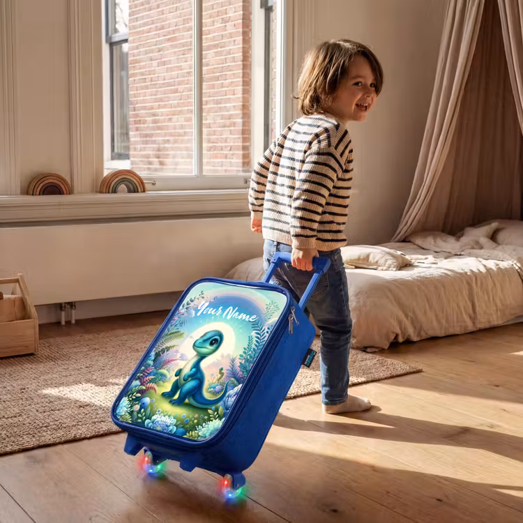 Children's suitcase with name - Blue - Django Dino — 2
