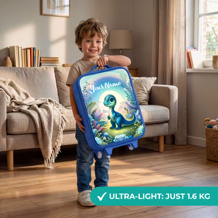 Children's suitcase with name - Blue - Django Dino — 3