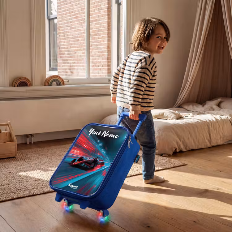 Children's suitcase with name - Blue - Formula 1 - Race car - Red - Neon lights — 2
