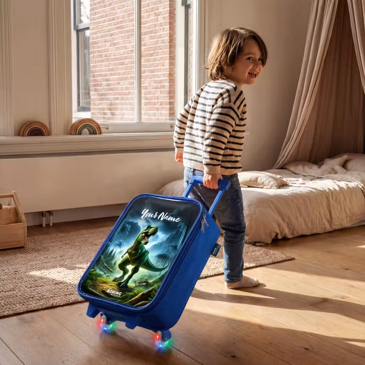 Children's suitcase with name - Blue - Junglosaurus — 2