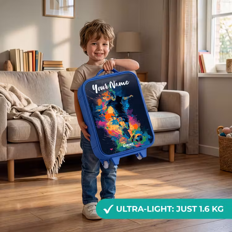 Children's suitcase with name - Blue - Neon - Footballer - Colorful — 3