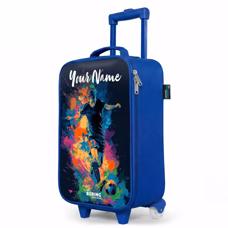 Children's suitcase with name - Blue - Neon - Footballer - Colorful — 5