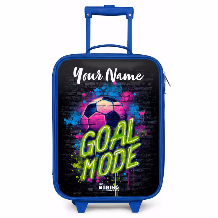 Children's suitcase with name - Blue - Neon - Graffiti - Football - Colorful — 1