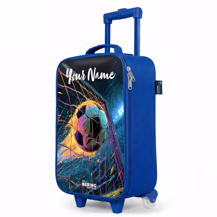 Children's suitcase with name - Blue - Neon - Net - Football - Colorful — 5