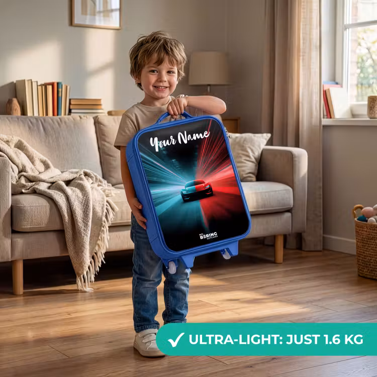 Children's suitcase with name - Blue - Sports car - Blue - Neon - City — 3