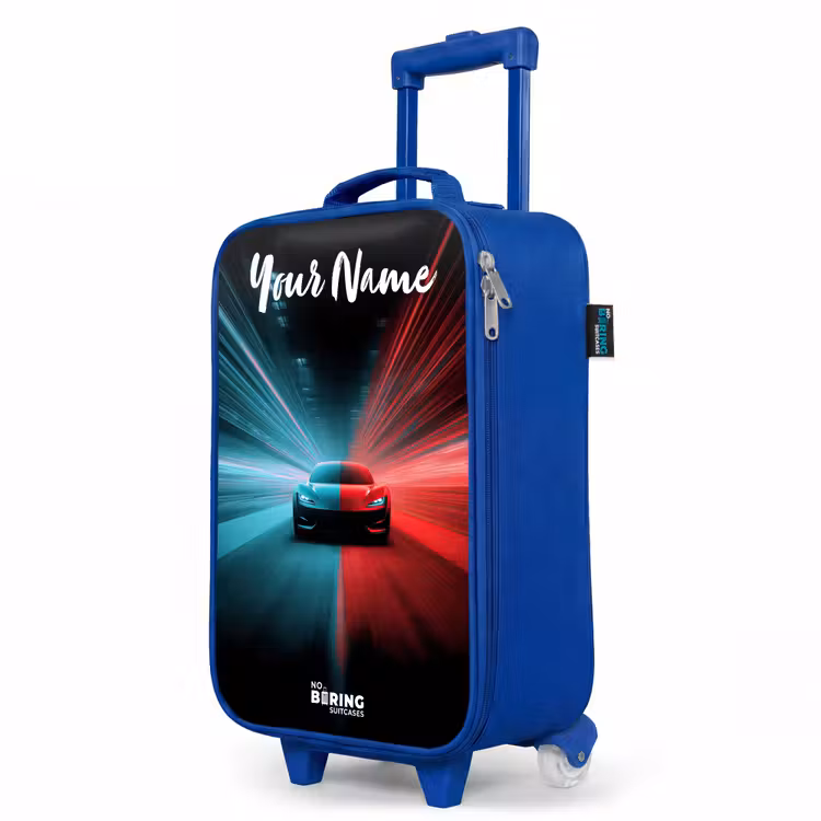Children's suitcase with name - Blue - Sports car - Blue - Neon - City — 5