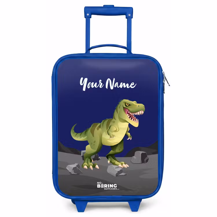 Children's suitcase with name - Blue - Tjibbe T-Rex — 1