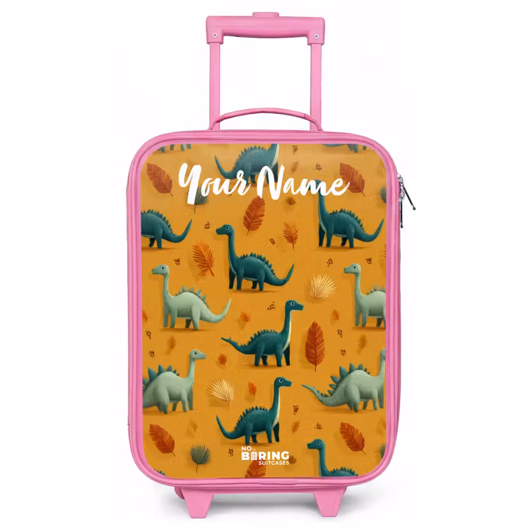 Children's suitcase with name - Pink - Dino - Animals - Pattern — 1