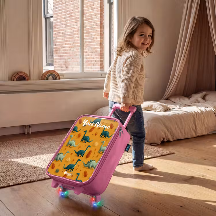 Children's suitcase with name - Pink - Dino - Animals - Pattern — 2