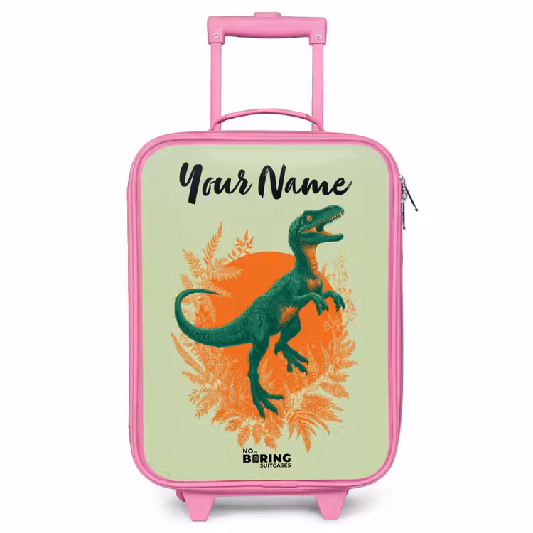 Children's suitcase with name - Pink - Dino - Nature - Green — 1