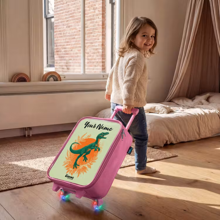 Children's suitcase with name - Pink - Dino - Nature - Green — 2