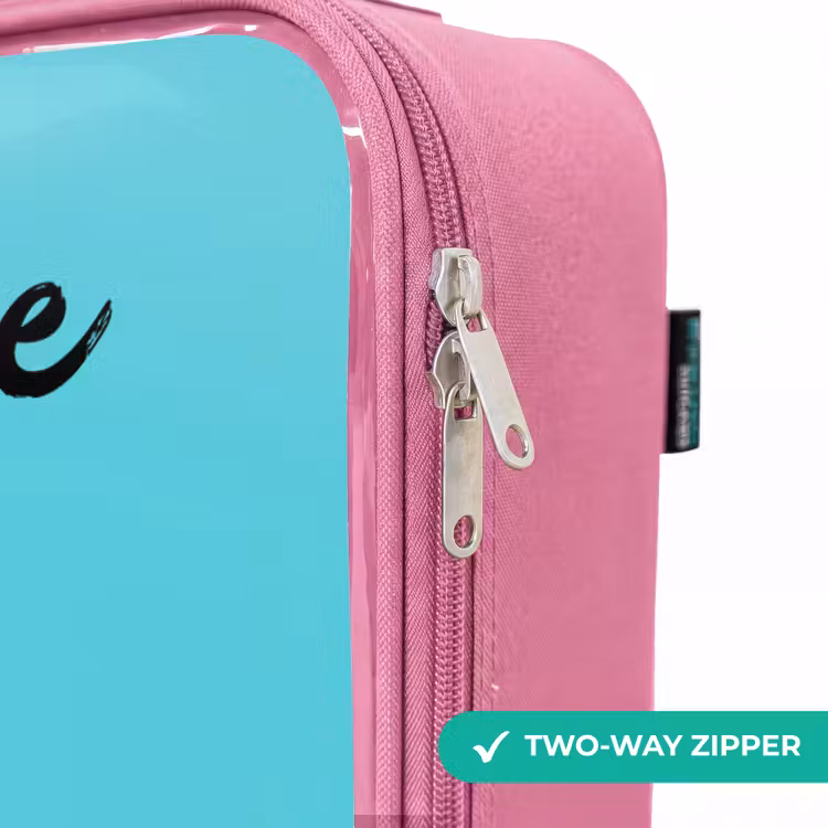 Children's suitcase with name - Pink - Dino - Sunglasses - Blue — 4