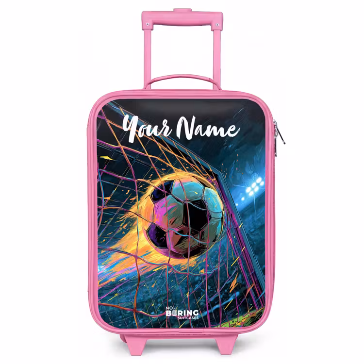 Children's suitcase with name - Pink - Neon - Net - Football - Colorful — 1
