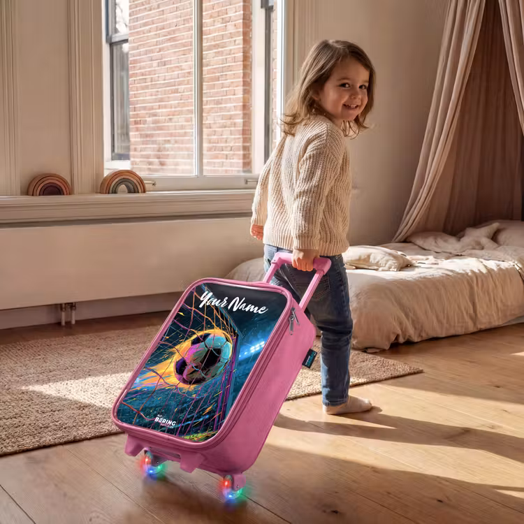 Children's suitcase with name - Pink - Neon - Net - Football - Colorful — 2