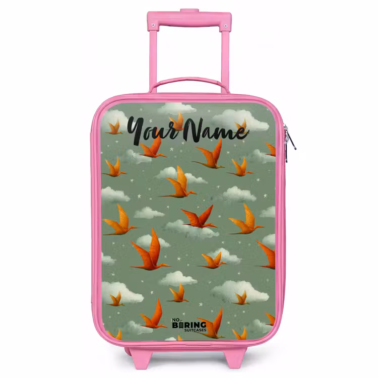 Children's suitcase with name - Pink - Pattern - Dino - Pterosaurs — 1